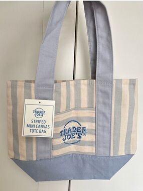 Trader Joe's Blue & Cream Striped Canvas Mini Tote